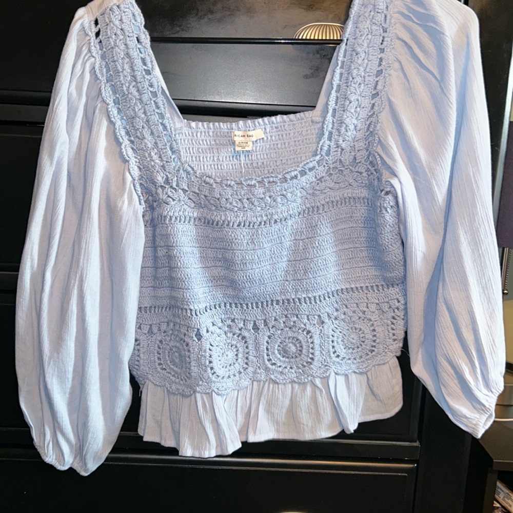 American Eagle Outfitters Women's Blue Blouse